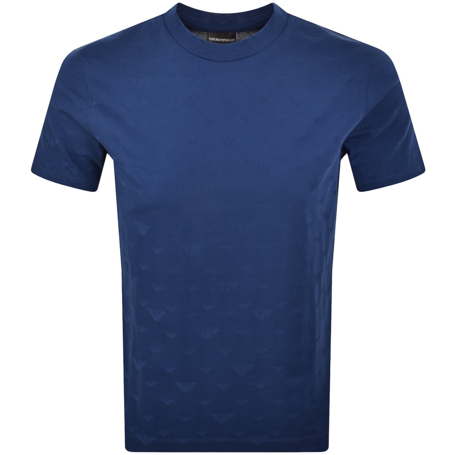 Tシャツ・カットソー Emporio Armani Petrol Blue Cotton T-Shirt Emporio Armani Pima-jersey T-shirt With Logo Petrol Blue | ONU